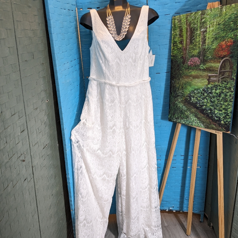 White Lace Jumpsuit NWT